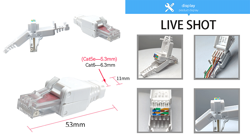 CAT6 Modular Connectors Plug rj45 connector toolless