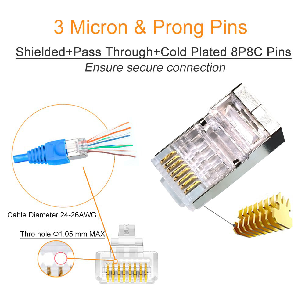 Cat6 RJ45 Crimp Connectors