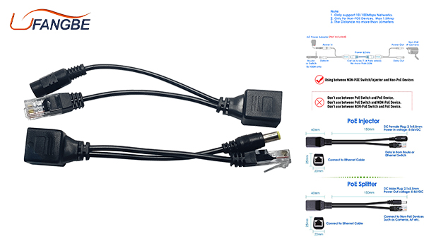 POE Adapter cable RJ45 Injector Splitter